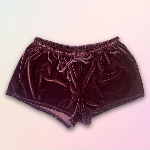 VS Pink, Retro, Burgundy/Wine, Velvet, Lounge/Sleep Shorts - Picture 11 of 11